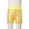 thumbnail image 3 of Miutii Big Girls' Elastic Waist Sparkle Ballet Dance Booty Shorts Glitter Gymnastics Bottoms Athletic Yoga Shorts Gold 7-8, 3 of 7