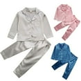 thumbnail image 4 of Toddler Baby Kids Satin Pajamas Set Long Sleeve Button-Down Sleepwear PJs for Girls, 4 of 4