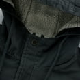 thumbnail image 6 of IYTR Winter Men's Hooded Jackets Solid Long Sleeve Fleece Lined Warm Trucker Jacket Coat with Pockets Black S, 6 of 6