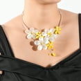 thumbnail image 4 of AeraVida Forest Statement Pearl Seashell Yellow Glass Beads Flower Garden Choker Necklace, 4 of 4