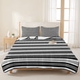 thumbnail image 3 of Twin XL Quilt Set 68''x98'', Boho Black Stripe Lightweight Bedspread Coverlet Set with 2 Pillow Shams, Abstract Geometric White Minimalist Breathable All Season Quilt Bedding for Dorm/Guest Room, 3 of 9