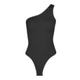 thumbnail image 6 of Wyongtao Womens Bodysuit Tummy Control Sleeveless One Shoulder Neck Tight Fitting Shapewear Bodysuit Seamless Slim Fit Smocked Sharp Collection Black M, 6 of 8