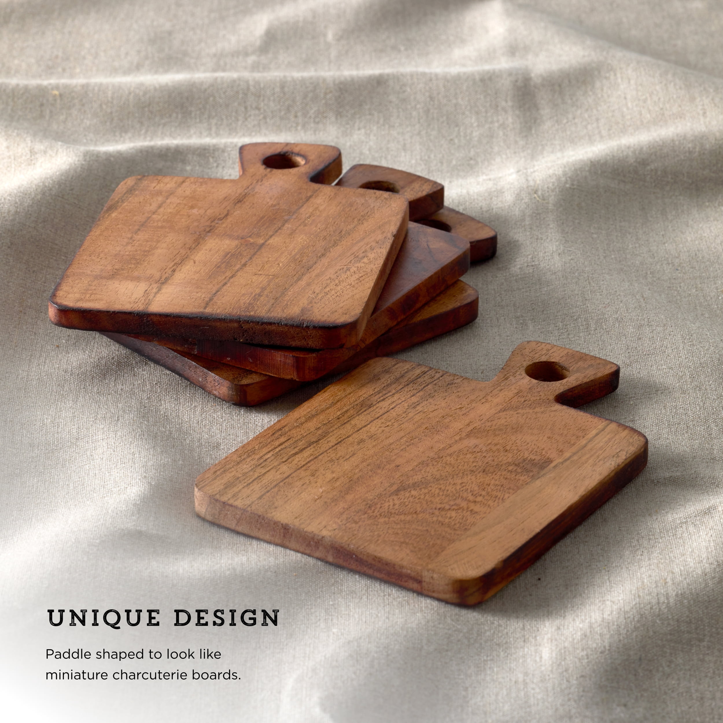 Kamenstein 4 Piece Paddle Shaped Acacia Coaster Set
