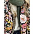 thumbnail image 4 of Womens Causal Cropped Quilted Long Sleeve Padded Jackets Floral Printed Open Front Puffer Coat Black M, 4 of 9