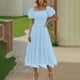 thumbnail image 5 of Vestido de Manga Larga Maxi para las Mujeres Caída Sólido Plisado, Sexy Manga Corta Elástica Cintura Boho Bolsillos, 5 of 9