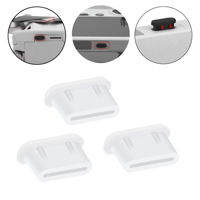 3 uds Protector de Silicona Yotijar para Puerto de Carga USB Blanco