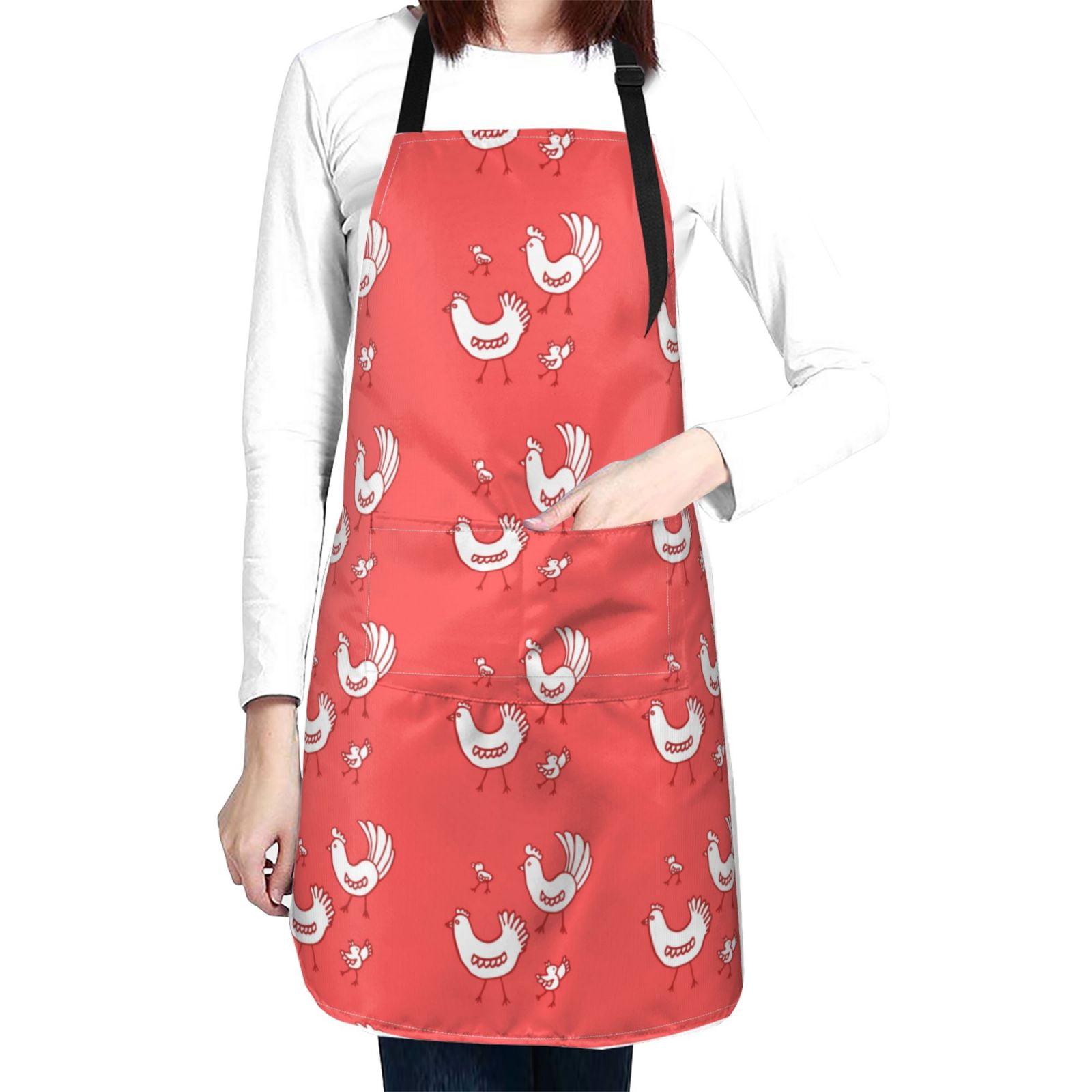 Kdxio Cartoon Rooster Apron with Pockets Adjustable Kitchen Aprons for Men Women Waterproof Aprons for Cooking,Drawing,Crafting, Baking Household Cleaning