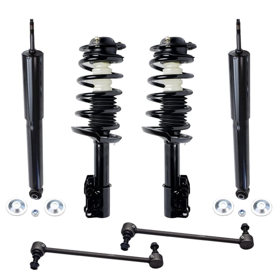 Detroit Axle - 6pc Struts Shocks Kit for 2004-2012 Chevy Malibu 2005-2010 Pontiac G6 Aura [w/o RPO Code FE5] Complete Front Struts with Coil Springs Sway Bars   Rear Shock Absorbers Replacement