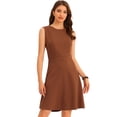 thumbnail image 1 of Vestido de trabajo para mujer Color sólido Sin mangas A-line Flare Vestidos Marrón L, 1 of 6