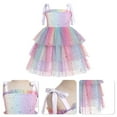 thumbnail image 3 of IBTOM CASTLE Baby Girls Tutu Dress Sleeveless Backless Princess Tulle Birthday Party Dresses Sequin Ruffle Summer Sundress 5-6 Years Rainbow Gradient, 3 of 8