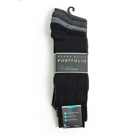 Perry Ellis Portfolio Premium Cotton Blend 5 Pack Socks