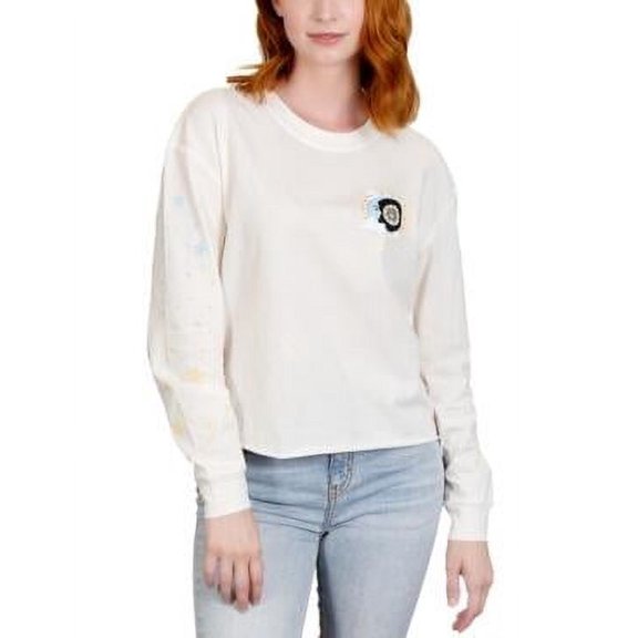 $29 Rebellious One Sun Moon Stars Sleeve Detail Graphic T-Shirt Natural Medium