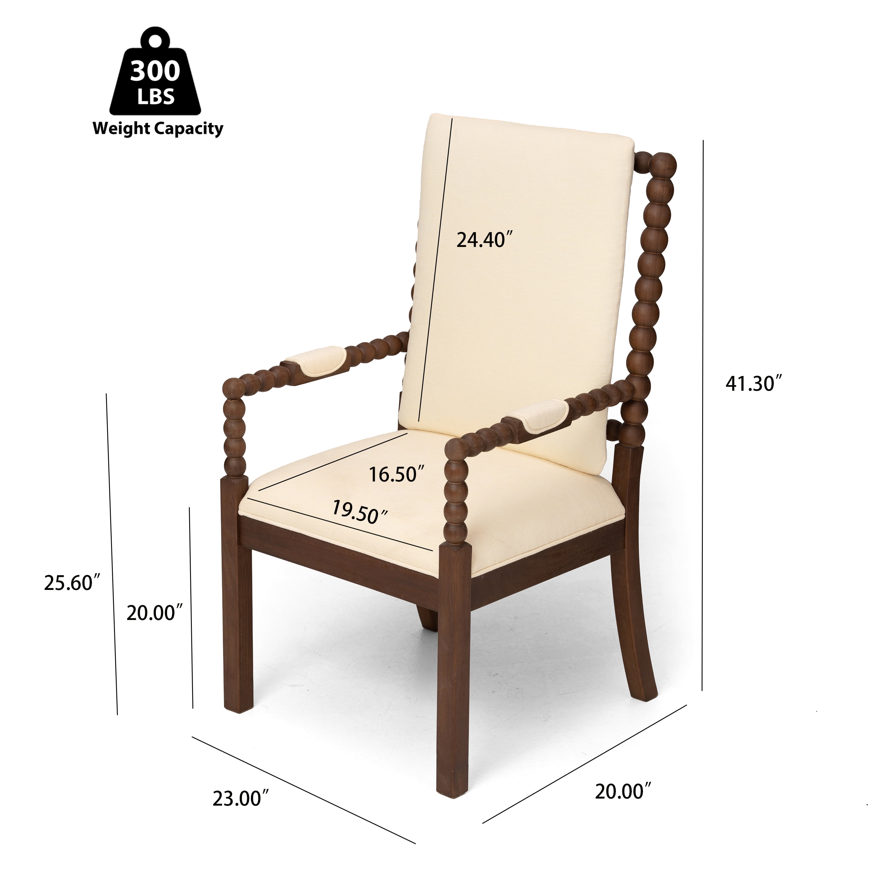 Garitin Dining Chair Set of 2 and Rubber Wood Side Chairs, Fabric Upholstered Seating with Ergonomic Backrest for Kitchen and Dining Room, Walnut