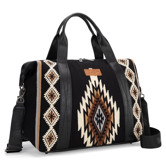 Wrangler Duffel Bag for Women Large Travel Weekender Bag Designer Tapestry Carry On Bags, Tapestry-Black