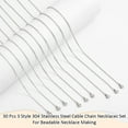 thumbnail image 4 of 30Pcs 304 Stainless Steel Chain 3Styles Bulk Necklace Chain Jewelry Making Silver Chain Cable Chain Necklaces Set for Beadable Necklace Making 17.72~23.6 inch, 4 of 6