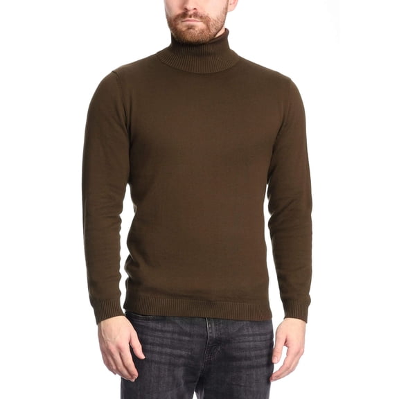 Arthur Black Men's Solid Brown Pullover Cotton Blend Turtleneck Sweater Shirt