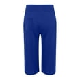 thumbnail image 6 of Women's Cropped Yoga Pants with Pockets - Wide Leg Hiking Athletic Pants Elastic Waist Lightweight Lounge Casual Trousers Blue L, 6 of 10