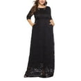 thumbnail image 3 of SWSMCLT Women's Short Sleeve Dress Maxi Semi Full Length Evening Gown Formal Lace Overlay Bridesmaid Dresses Summer (L-2XL) Black X-Large, 3 of 4