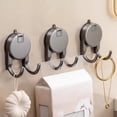 thumbnail image 6 of Shower Suction Cup Double Hooks - Dark Gray - Retractable No-Drill Hanger for Bathroom, Kitchen & Shower, Towel & Robe Organizer (1pc), 6 of 6