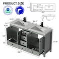 thumbnail image 3 of Eclife 60" Freestanding Double Sink Bathroom Vanity with Integrated Sink Top and Faucet, Hand Painted Bathroom Vanity Cabinet, Spacious Storage, 3 of 11