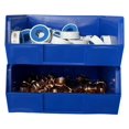 Pack of 6 Blue Plastic Storage Bin Hanging Stacking Containers, Plastic