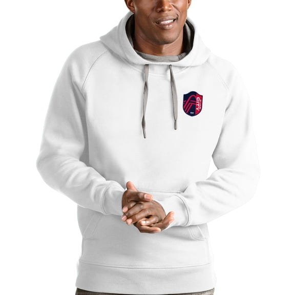 Men's Antigua White St. Louis City SC Logo Victory Pullover Hoodie