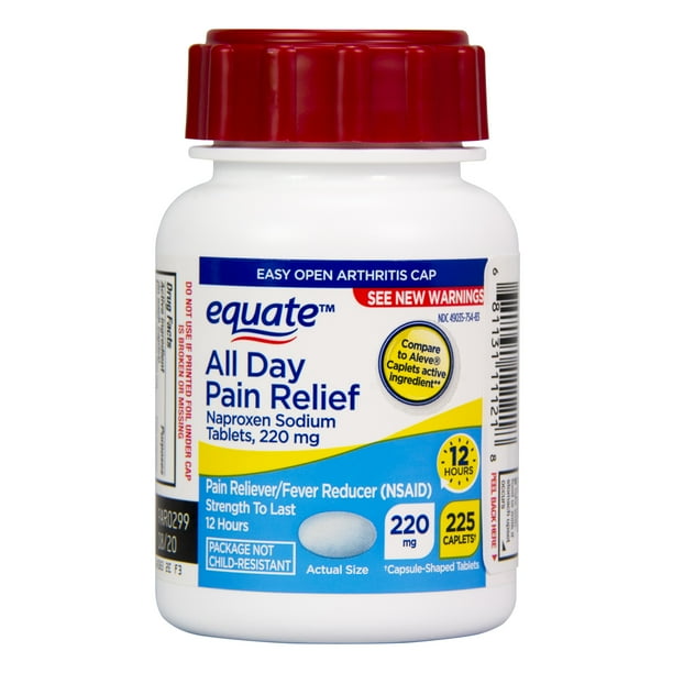 Equate Naproxen Sodium Tablets 220 mg, All Day Relief , 225 Count