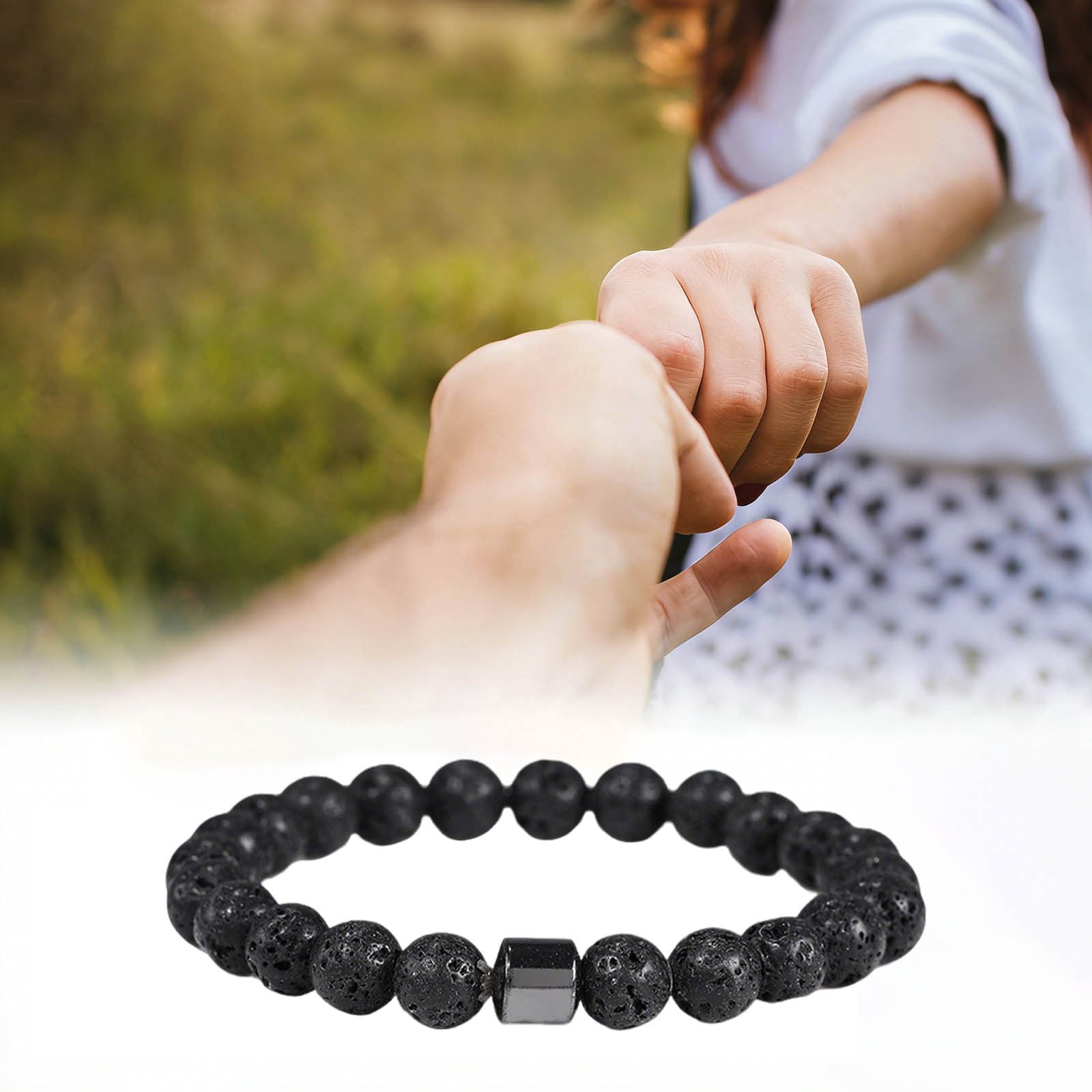 MojoFlow Magnetic Bracelet for Men - Natural Stones Handmade Bracelet with 800 Gauss Magnets, Lightweight & Stylish, Unisex Jewellery Gift
