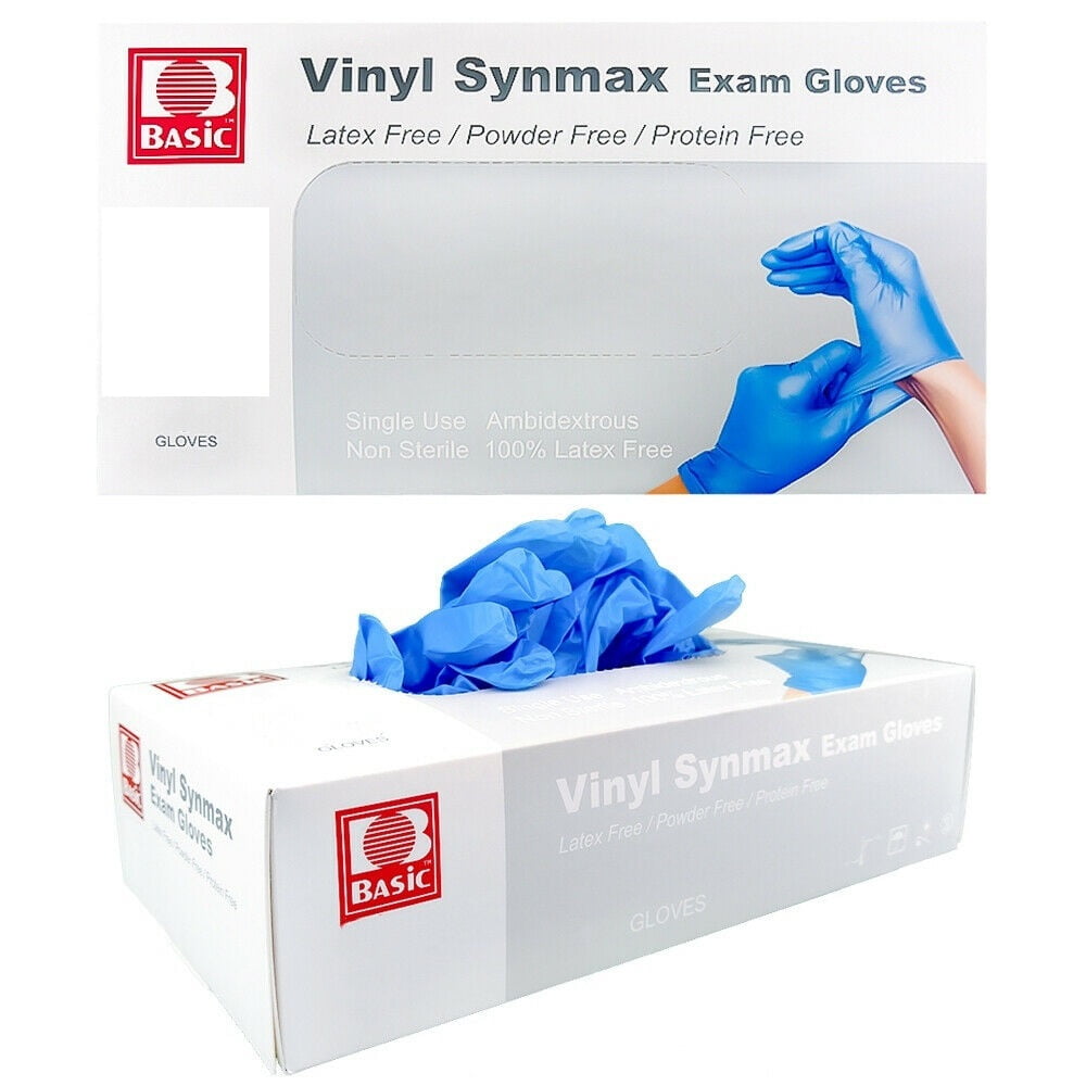 Basic Vinyl Disposable Synmax Exam Gloves PowderFree Latex Protein Free Gloves Large 1000 Pcs