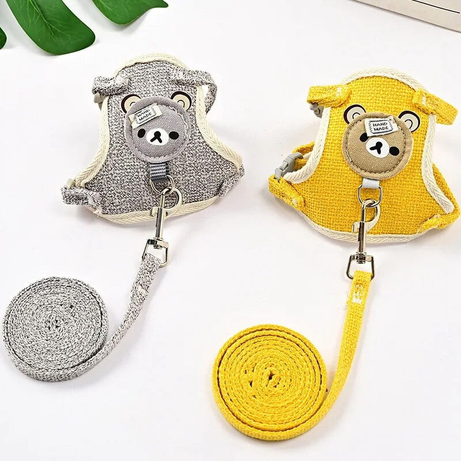 Dog Harness Leash Collar Set Adjustable Soft Cute breathable Cat Harness for Small Medium Pet Collar Leash Outdoor Walking