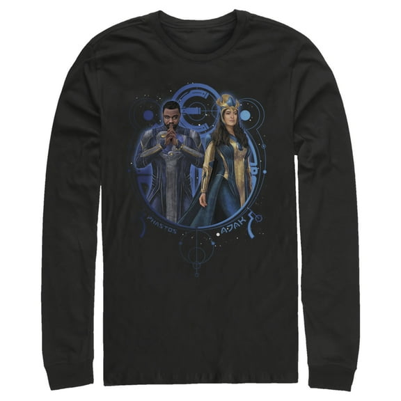 Men's Marvel Eternals Phastos and Ajak Duo  Long Sleeve Shirt Black Small