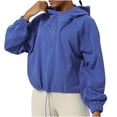 thumbnail image 2 of Wyongtao Hoodie Jackets for Women 1/2 Zip Crop Top Lightweight Stand Collar Sports Loose Yoga Sweatshirts,Blue XXL, 2 of 6