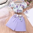thumbnail image 2 of NIEWTR Girls Two Piece Sets Short Sleeve Tshirts and Drawstring Shorts With Pockets Summer Outfits Size 6-14 2Pcs Summer Beach Outfits 8-9 Years,Purple, 2 of 9