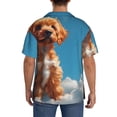 thumbnail image 3 of Gukieu Blue Sky Cloud Puppy Print Men's Short-sleeved Shirts, Button-down Pocket Shirts, T-shirts, Beach Vacation Travel Summer Clothing-XX-Large, 3 of 5