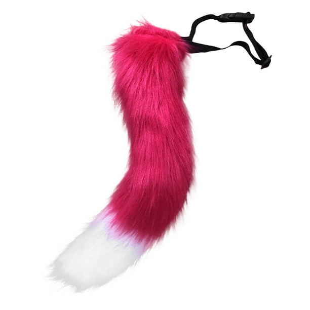 Colgante de cola de animal 3D para Halloween, con pompones y soporte para mujer, cola peluda de moda, 50 cm, cola de peluche para Halloween