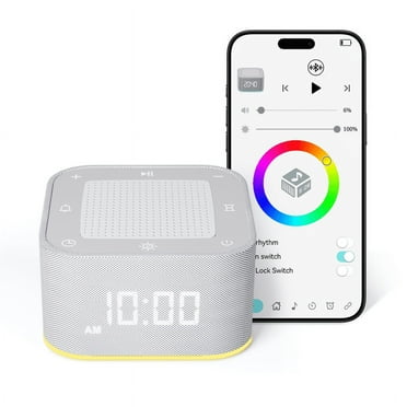 Suerbeaty Baby Sound Machine, 32 Soothing white noise sound machine, App Control White Noise Machine with Dimmable Clock, Best Birthday Gift Ideas for Adults Kids Baby