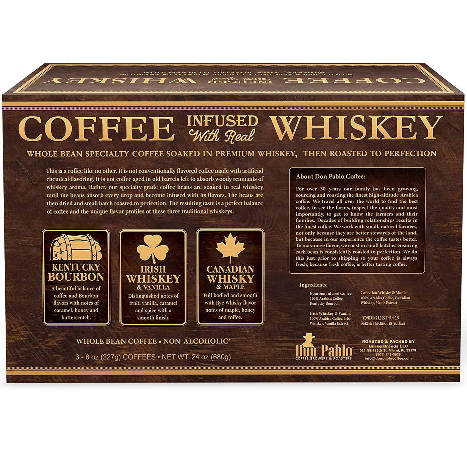 Don Pablo Whiskey Infused Coffee Gift Set - Medium Roast Whole