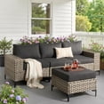 thumbnail image 3 of Ovios 4 Pieces Wicker Patio Furniture Sets Outdoor Conversation Sectional Sofa for Backyard Deck, 3 of 8
