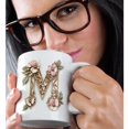 thumbnail image 2 of 3drose, Pink and Image of Gold Floral Monogram Initial M, 11oz Magic Transforming Mug, 2 of 7