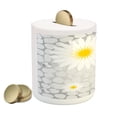 thumbnail image 2 of Grey and Yellow Piggy Bank, Hawaiian Island Flowers on Abstract Animal Print Theme Backdrop, Ceramic Coin Bank Money Box for Cash Saving, 3.6" X 3.2", White and Pale Grey, by Ambesonne, 2 of 4