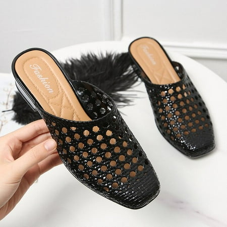 

Women s Sandals Summer Holow Hole Slippers Fashion Solid Color Low Heel Slides Casual Breathable Shoes Female