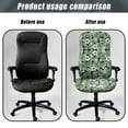 thumbnail image 4 of HELLHERO Hibiscus Flower Print Office Chairs Cover Stretchable Seat Cushion Protector Dustproof Rotating Chair Cover Green, 4 of 7