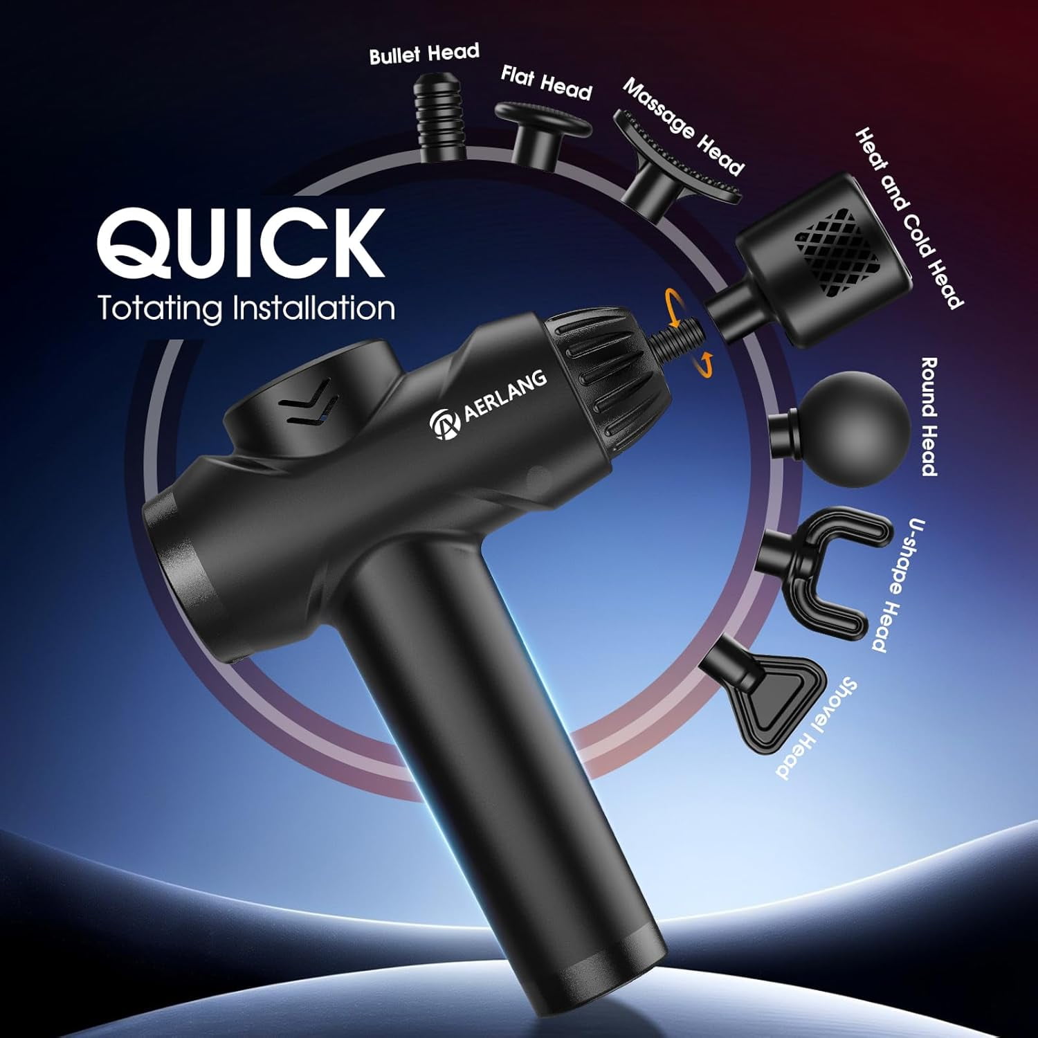 Massage Gun with Heat and Cold, Deep Tissue Percussion Massager for Back Neck Pain Relief, Handheld Muscle Therapy Tool with 7 Heads & LCD Screen