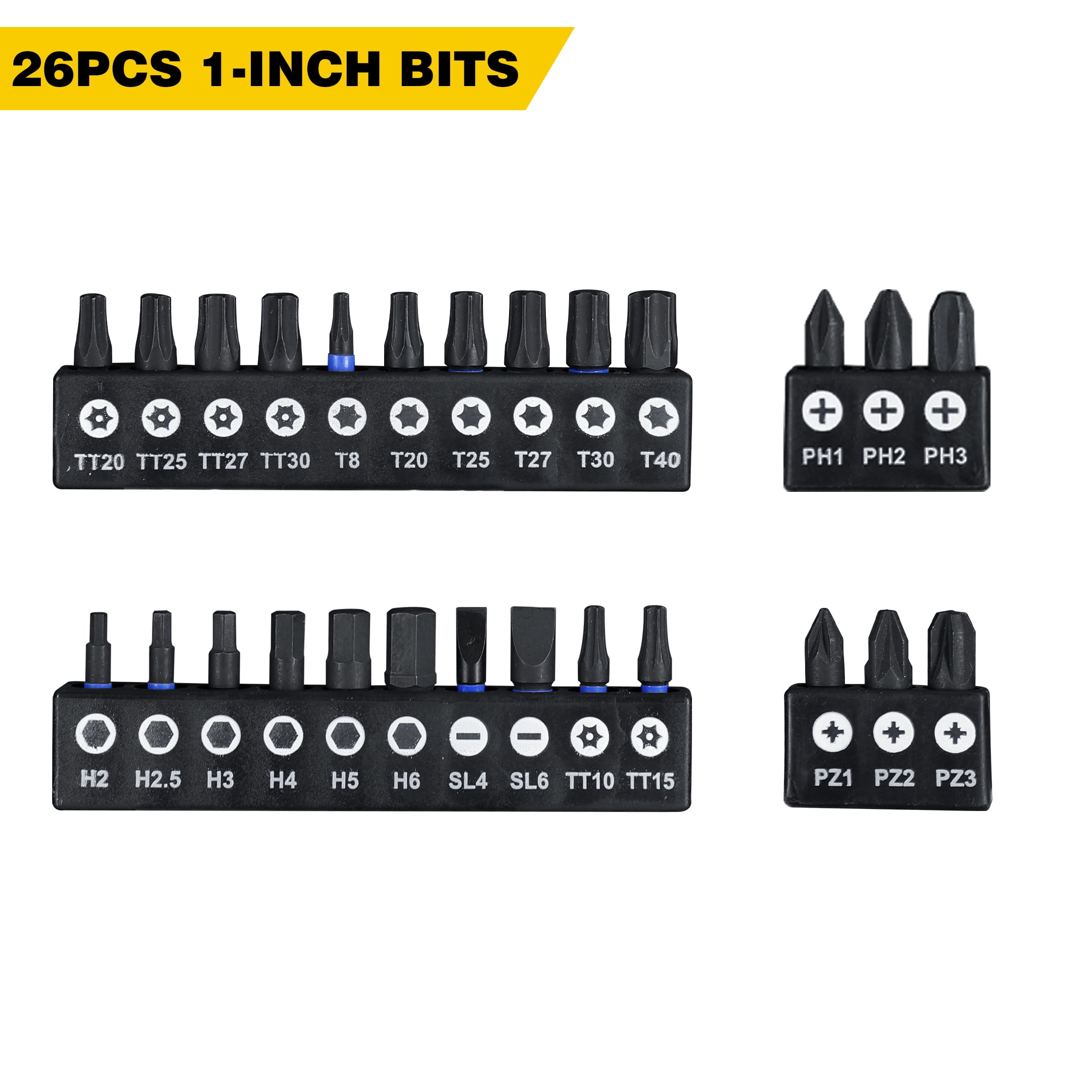 61PCS Impact Nut Driver Set - Magnetic Deep Nut Drivers for Drills, Includes Metric & SAE Socket Adapters, Wing Nut Driver, 1/4'' Quick Change with Bit Extension, Pivoting Nutsetter, S2 Steel Bits