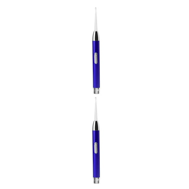 Decodeary LED Light Earpick Spoon Children Adult Ear Wax Cleaning Remover Electric Earwax Cleaner USB Rechargeable Earpick Spoon blue 2Set
