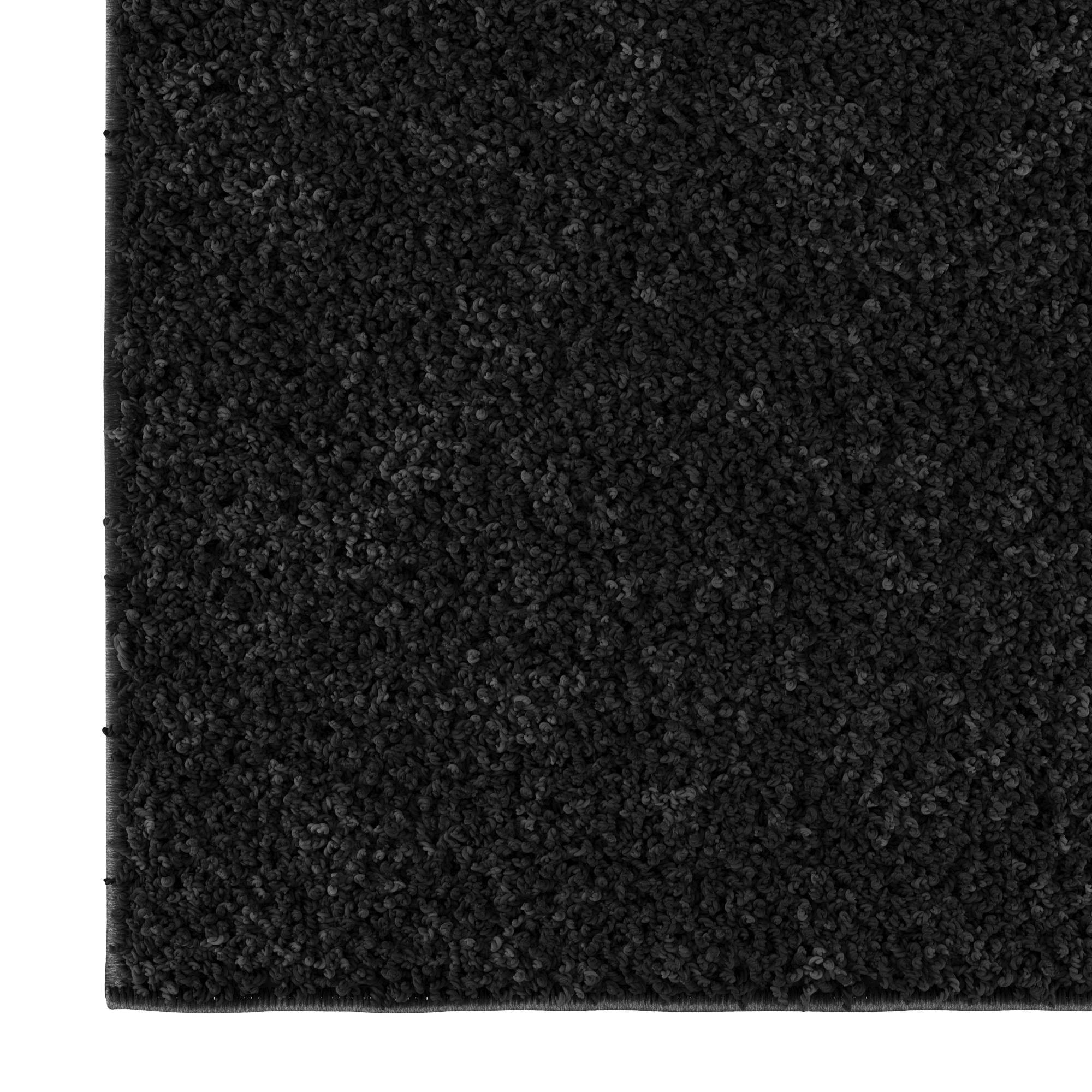 Ottomanson 3x21 Non-Slip Shag Runner Rug Plush Carpet for Bedrooms & Hallways, 3' x 21', Black