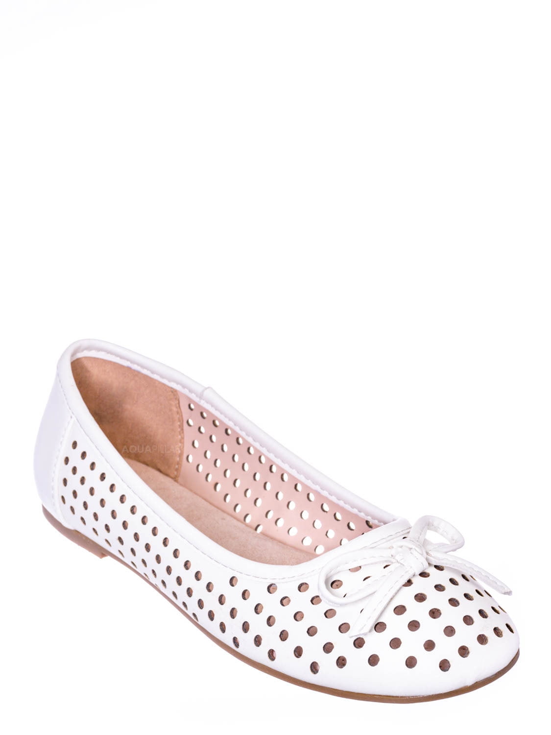 Fleet2 Girls Perforated Ballerina Flats - Childerns Slip On Shoes With ...