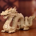 thumbnail image 6 of Tnobhg Peach Wood Chinese Dragon Figurine Bring Good Luck Wealth Carved Natural Wood Zodiac Dragon Mascot Statue Sculpture New Year Feng Shui Ornament, 6 of 8