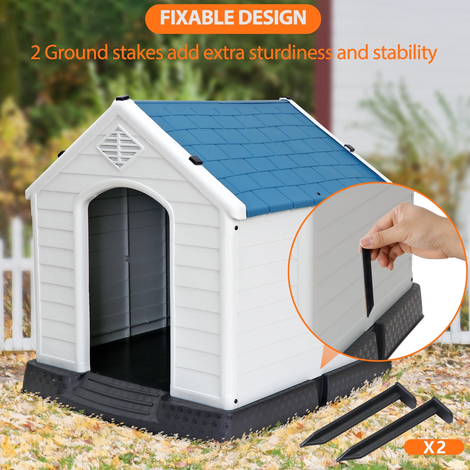 LINJH 32'' All-Weather Durable Pet Dog House Pet Shelter Waterproof Easy to Clean
