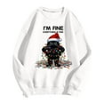 thumbnail image 4 of Wang6 Christmas Graphic Sweatshirts for Women Trendy Long Sleeve I Am Fine Cat Printed Hoodless Pullovers Causal Xmas White Loose Fit Crew Neck Tops White XL, 4 of 4